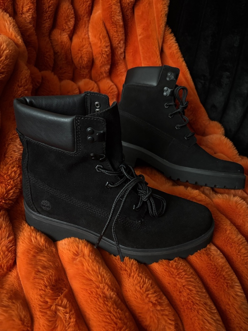 Timberland Black Suede Lace-Up Platform Boots